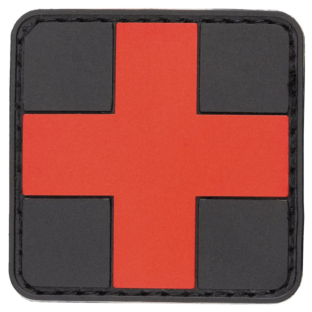 Velcro Patch, "FIRST AID", black-red, 3D, 5 x 5 cm