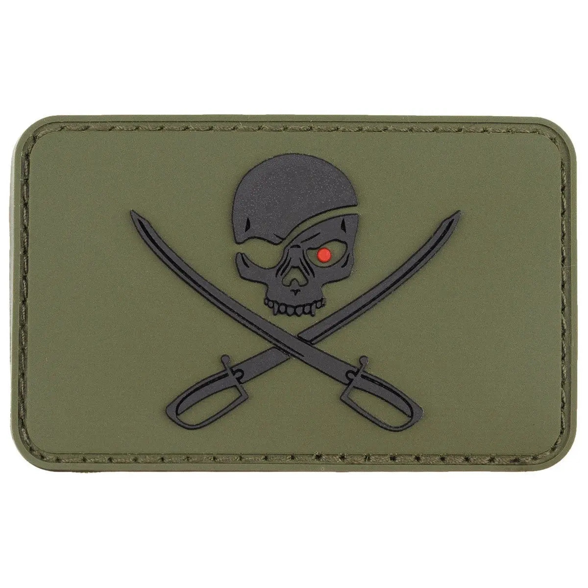 Velcro Patch, 3D, "Skull with Swords", OD green