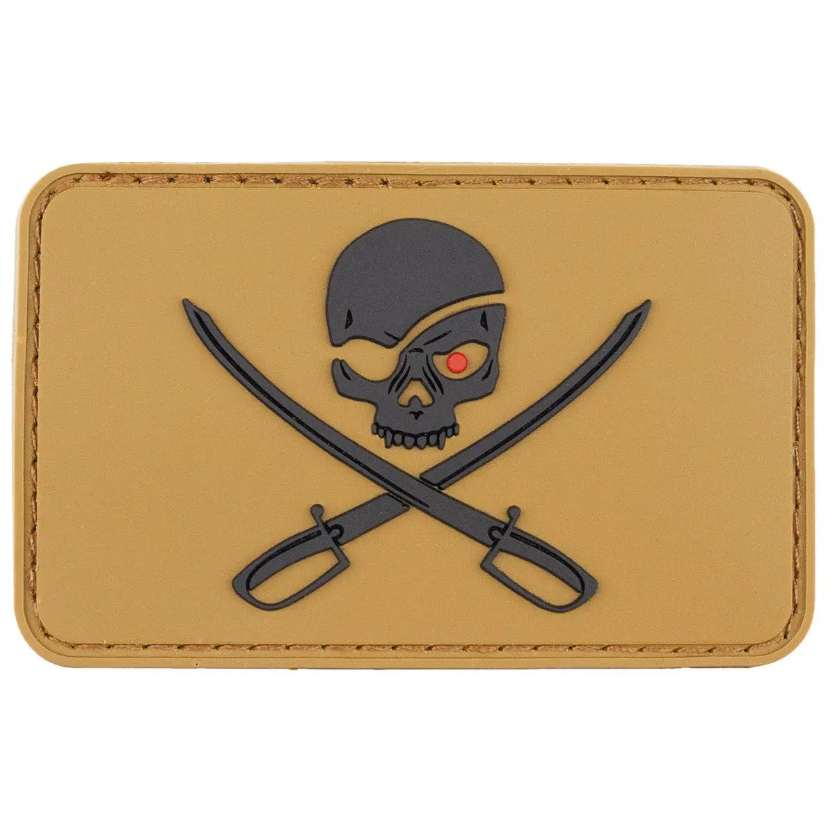 Velcro Patch, 3D, "Skull with Swords", coyote tan