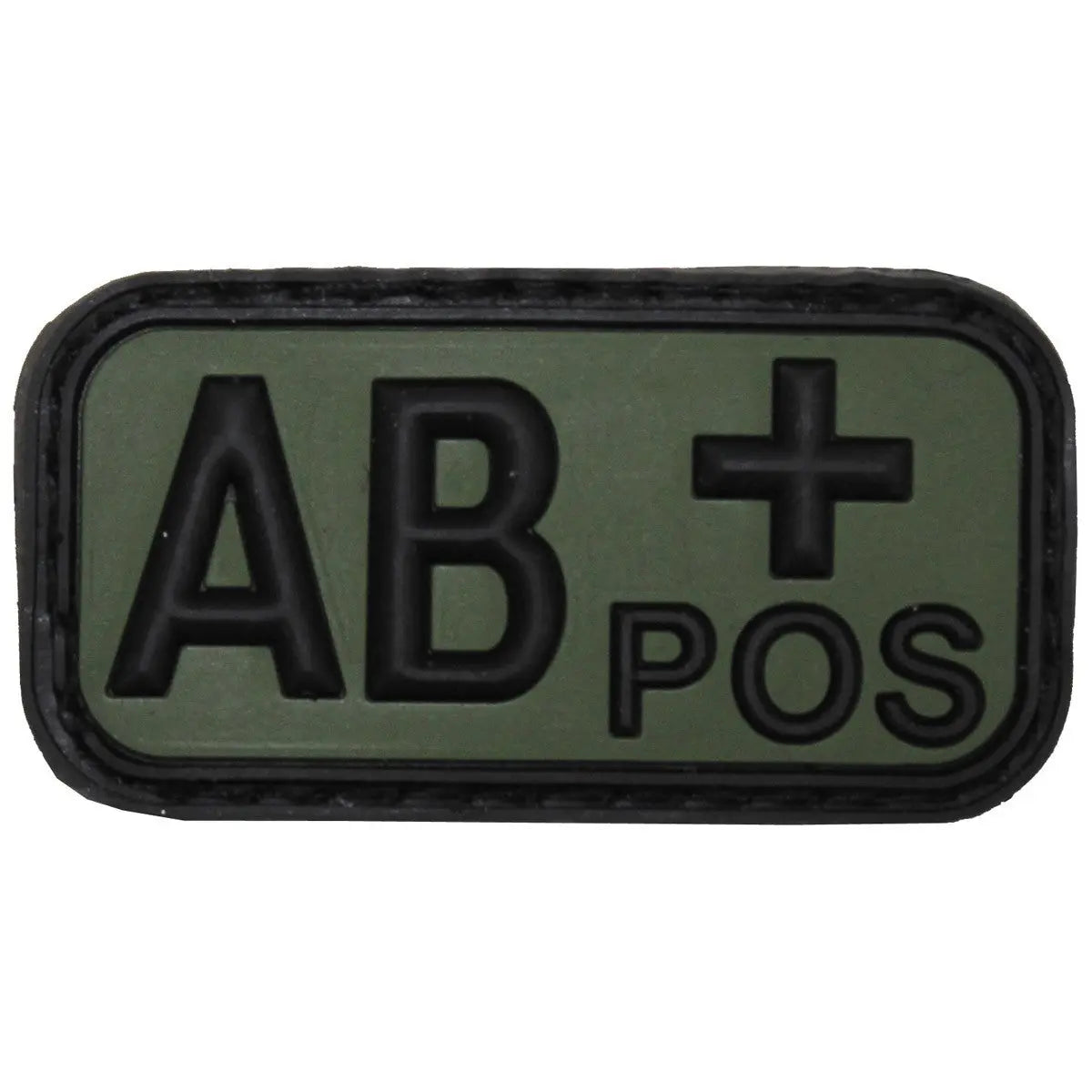 Velcro Patch, black-OD green, blood group "AB POS", 3D